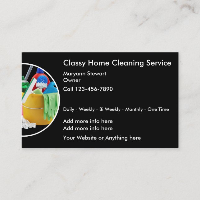 Classy Cleaning Service Modern Business Cards (Front)