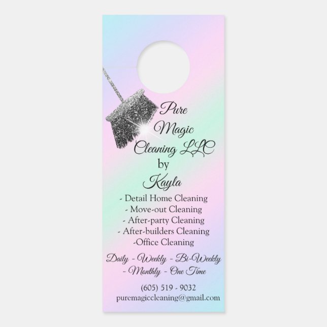 Classy Cleaning Service Move-out Pastel Pin Broom  Door Hanger (Front)