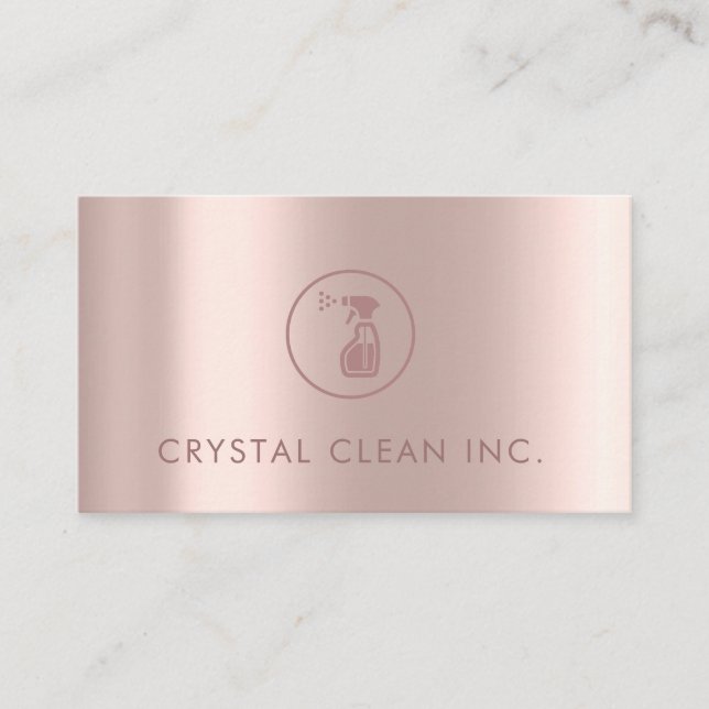 Classy Cleaning Service Rose Gold Simple Business Card (Front)