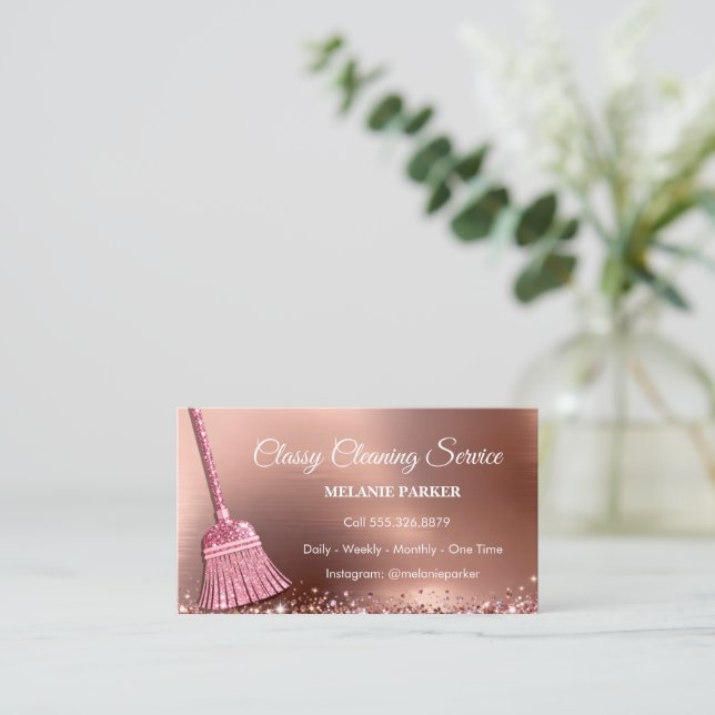 Classy Cleaning Services Business Card (Standing Front)
