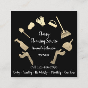Classy Cleaning Services Gold Logo Maid Black Vip Square Business Card