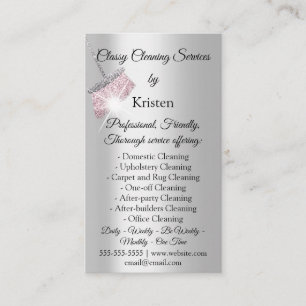 Classy Cleaning Services House Keeping QRCode Rose Business Card