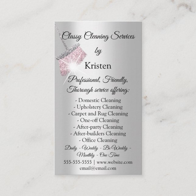 Classy Cleaning Services House Keeping QRCode Rose Business Card (Front)