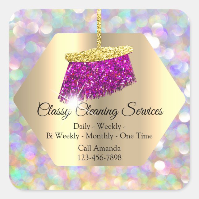 Classy Cleaning Services Maid Housekeeper Gold Square Sticker (Front)
