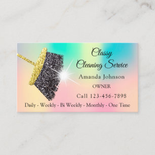 Classy Cleaning Services Ombre Pink Gold Glitter Business Card
