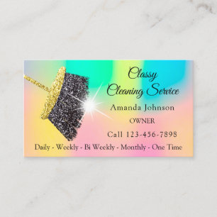Classy Cleaning Services Ombre Pink Gold Glitter Business Card