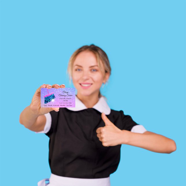 Classy Cleaning Services Rainbow Spark Glitter Business Card (Creator Uploaded)