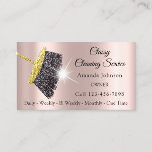 Classy Cleaning Services Rose Gold Glitter Grey Business Card