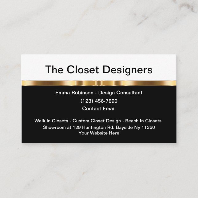 Classy Closet Designer Business Cards (Front)