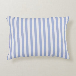 Classy Coastal Chic Light Blue White Stripes Accent Pillow