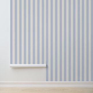 Classy Coastal Chic Light Blue White Stripes Wallpaper
