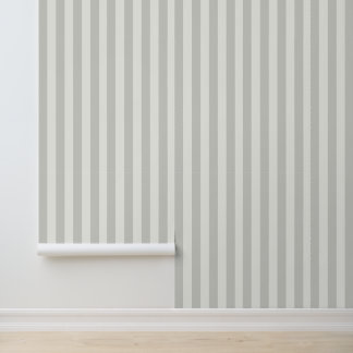Classy Coastal Chic Light Grey White Stripes Wallpaper