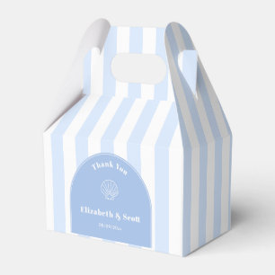 Classy Coastal Wedding Blue And White Stripe Favor Box