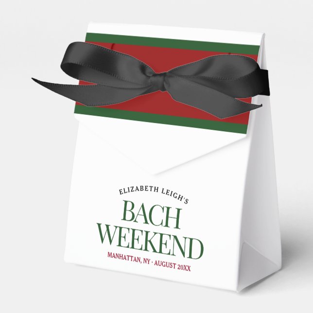 Classy Cocktails Green & Red Bach Weekend Favor Box (Front Side)