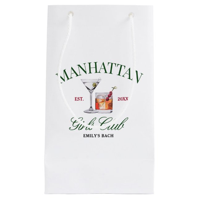 Classy Cocktails Green & Red Girl's Club Small Gift Bag (Front)