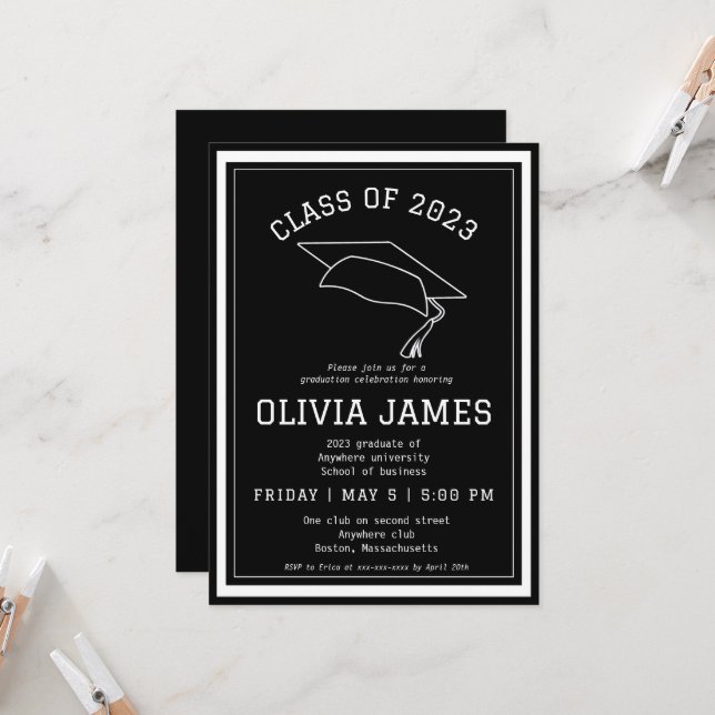 Classy college graduation party invitation (Front/Back In Situ)