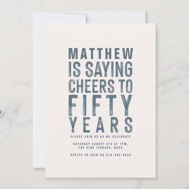 Classy colourful cheers to fifty years birthday (Front)