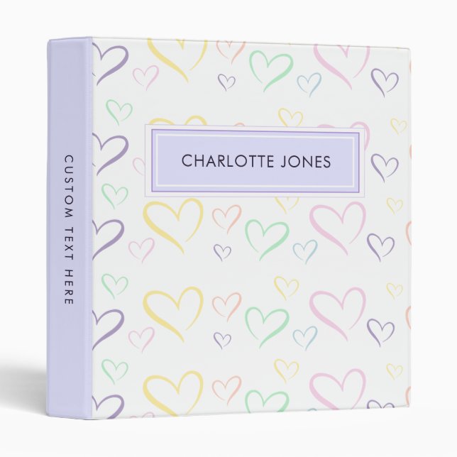 Classy Colourful Heart Pattern Binder (Front/Spine)