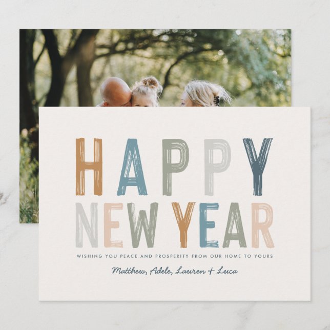 Classy colourful photo new years card (Front/Back)