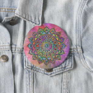 Classy Colourfully Mandala India Style 1 4 Inch Round Button