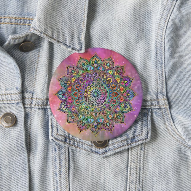 Classy Colourfully Mandala India Style 1 4 Inch Round Button (In Situ)
