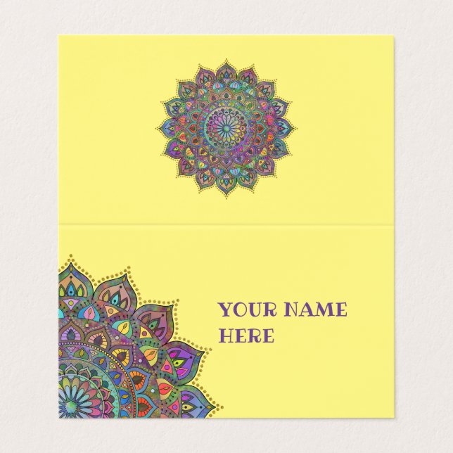 Classy Colourfully Mandala India Style 1 Business Card (Outside Unfolded)