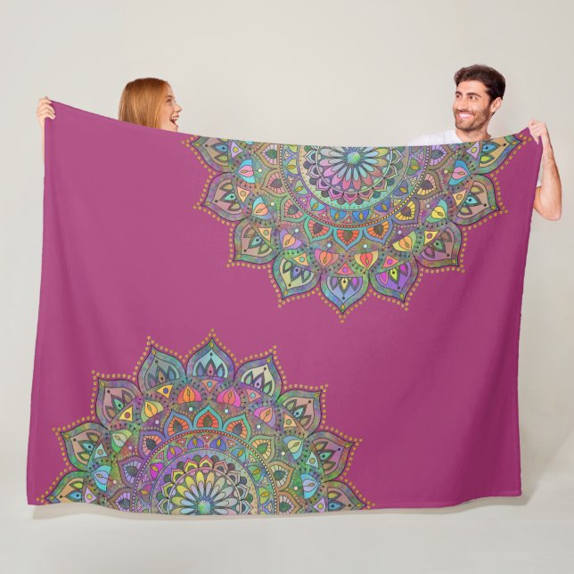 Classy Colourfully Mandala India Style 1 Fleece Blanket (In Situ)