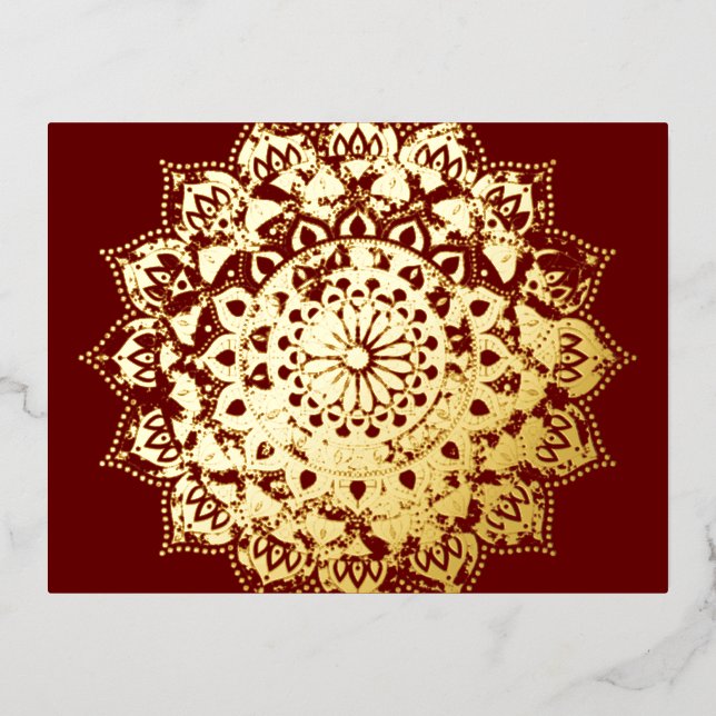 Classy Colourfully Mandala India Style 1 Foil Holiday Postcard (Front)