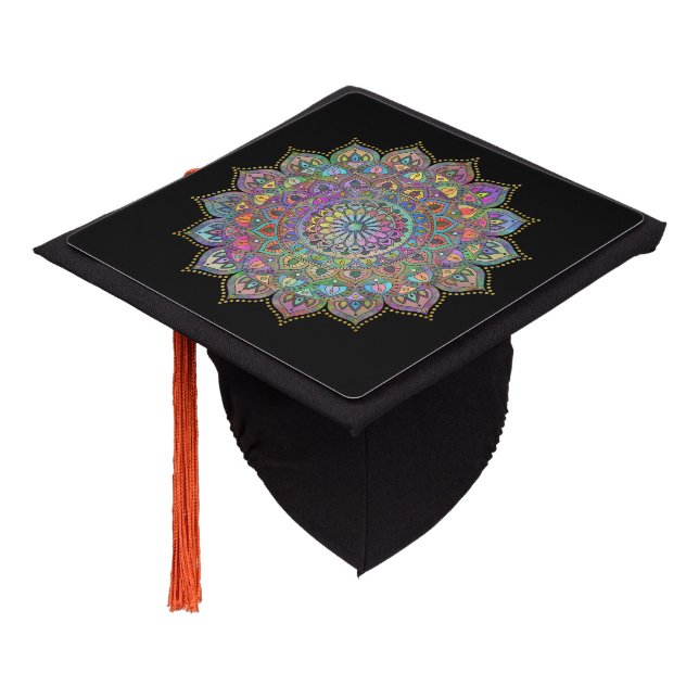 Classy Colourfully Mandala India Style 1 Graduation Cap Topper (Angled)