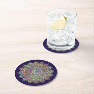Classy Colourfully Mandala India Style 1 Round Paper Coaster