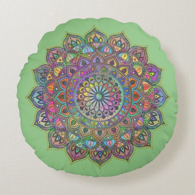 Classy Colourfully Mandala India Style 1 Round Pillow (Front)
