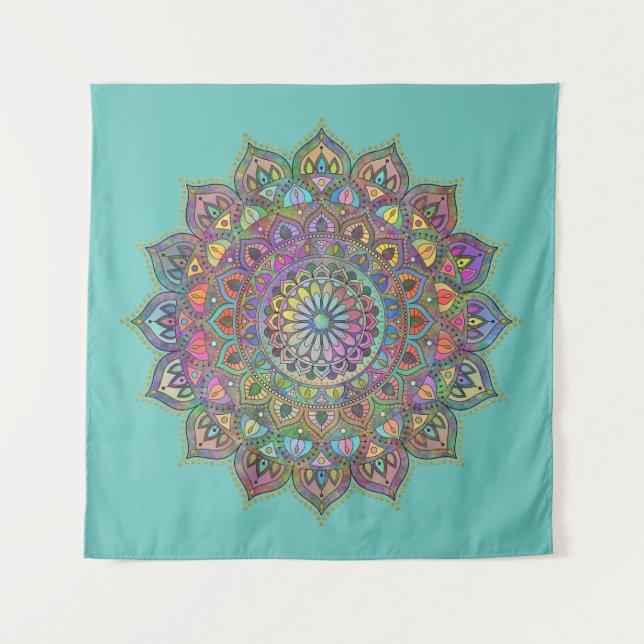 Classy Colourfully Mandala India Style 1 Tapestry (Front)