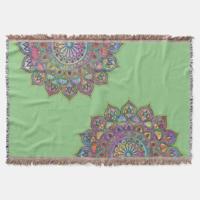 Classy Colourfully Mandala India Style 1 Throw Blanket (Front)