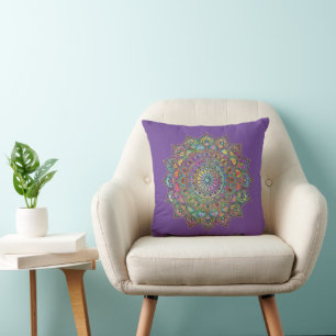 Classy Colourfully Mandala India Style 1 Throw Pillow