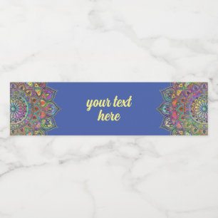 Classy Colourfully Mandala India Style 1 Water Bottle Label