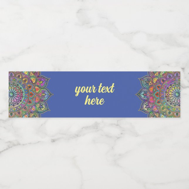 Classy Colourfully Mandala India Style 1 Water Bottle Label (Single Label)