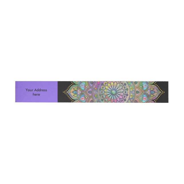 Classy Colourfully Mandala India Style 1 Wraparound Address Label (Individual)