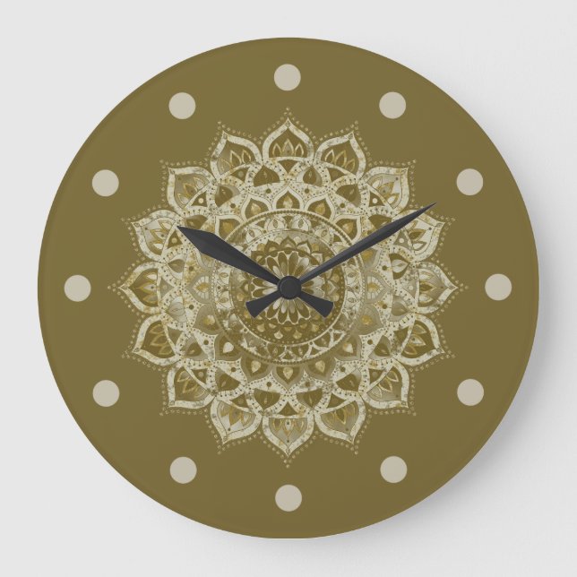Classy Colourfully Mandala India Style 4 Large Clock (Front)