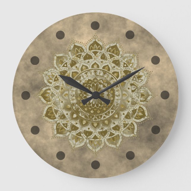 Classy Colourfully Mandala India Style 4 Large Clock (Front)