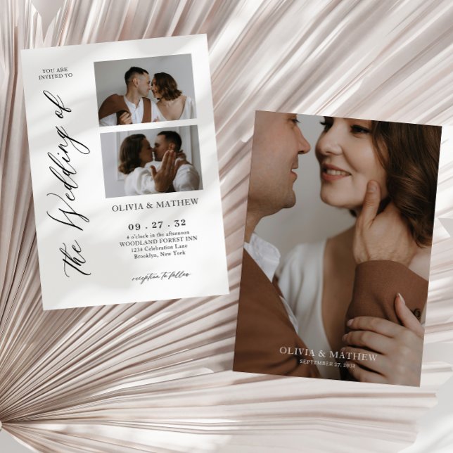 Classy Contemporary Script Photo Collage Wedding Invitation (Creator Uploaded)