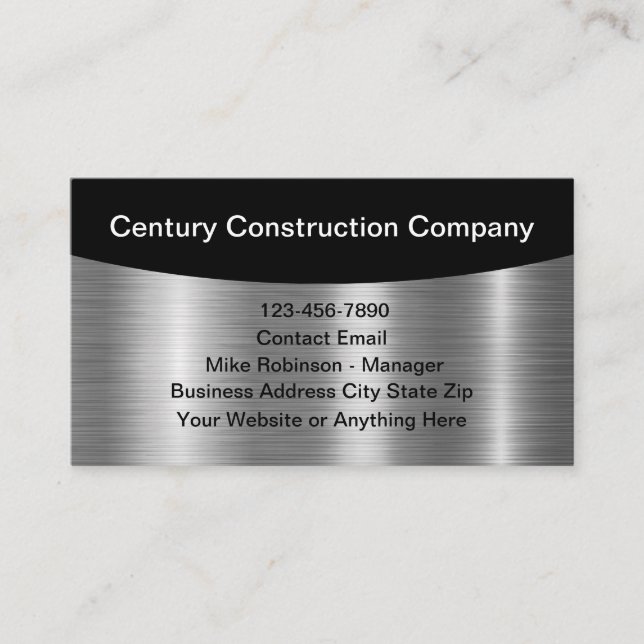 Classy Cool Construction Business Profile Cards (Front)