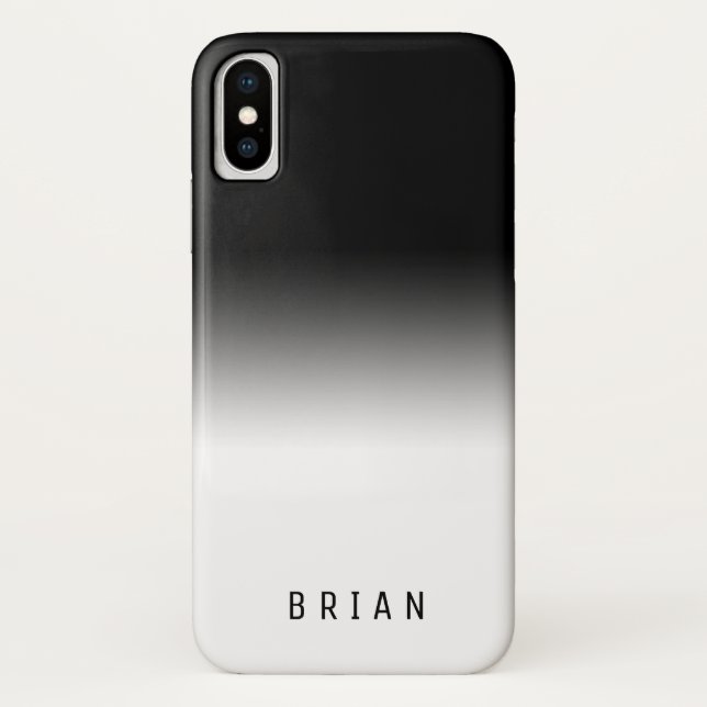 Classy COOL Gradient Black and White Personalized Case-Mate iPhone Case (Back)