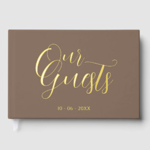 Classy Couple Initials Wedding Date Year Gold Guest Book