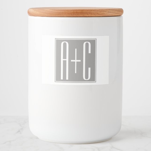 Classy Couples Initails | White & Grey Food Label (Front)