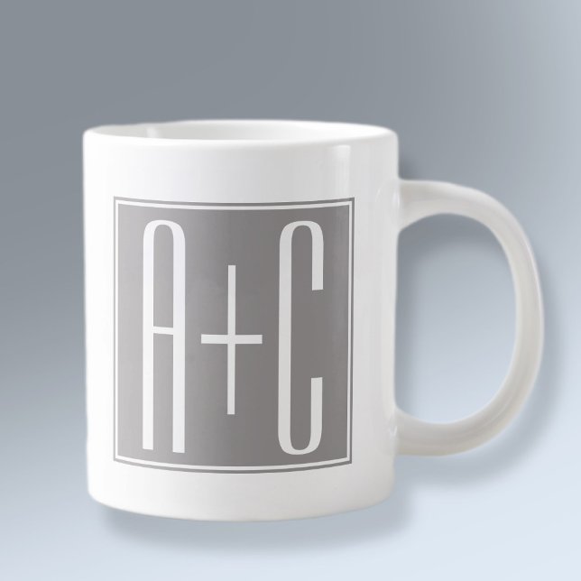 Classy Couples Initails | White & Grey Large Coffee Mug (Creator Uploaded)