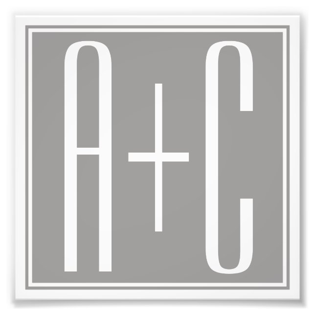 Classy Couples Initails | White & Grey Photo Print (Front)