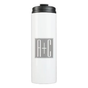 Classy Couples Initails   White & Grey Thermal Tumbler