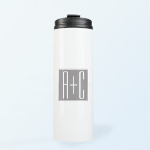 Classy Couples Initails   White & Grey Thermal Tumbler