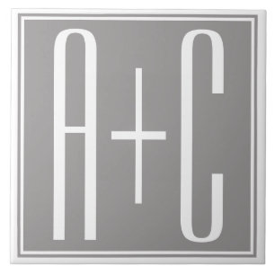 Classy Couples Initails   White & Grey Tile