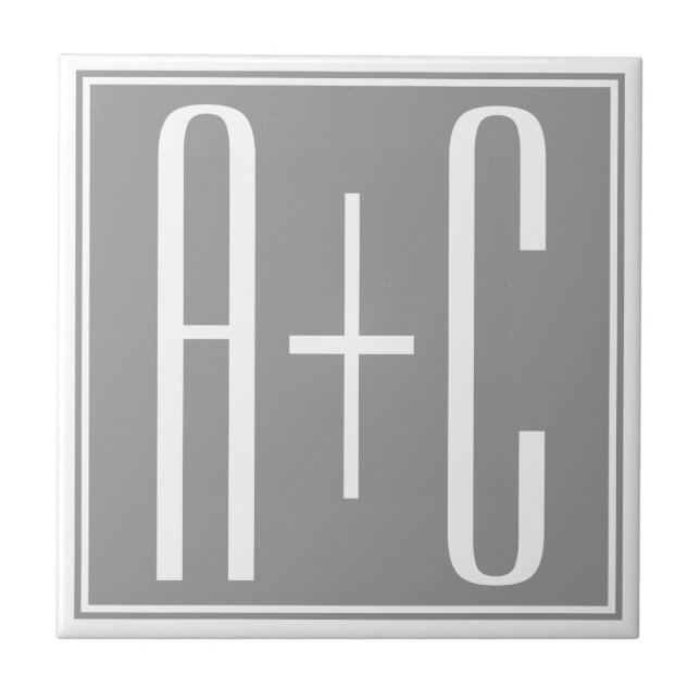 Classy Couples Initails | White & Grey Tile (Front)